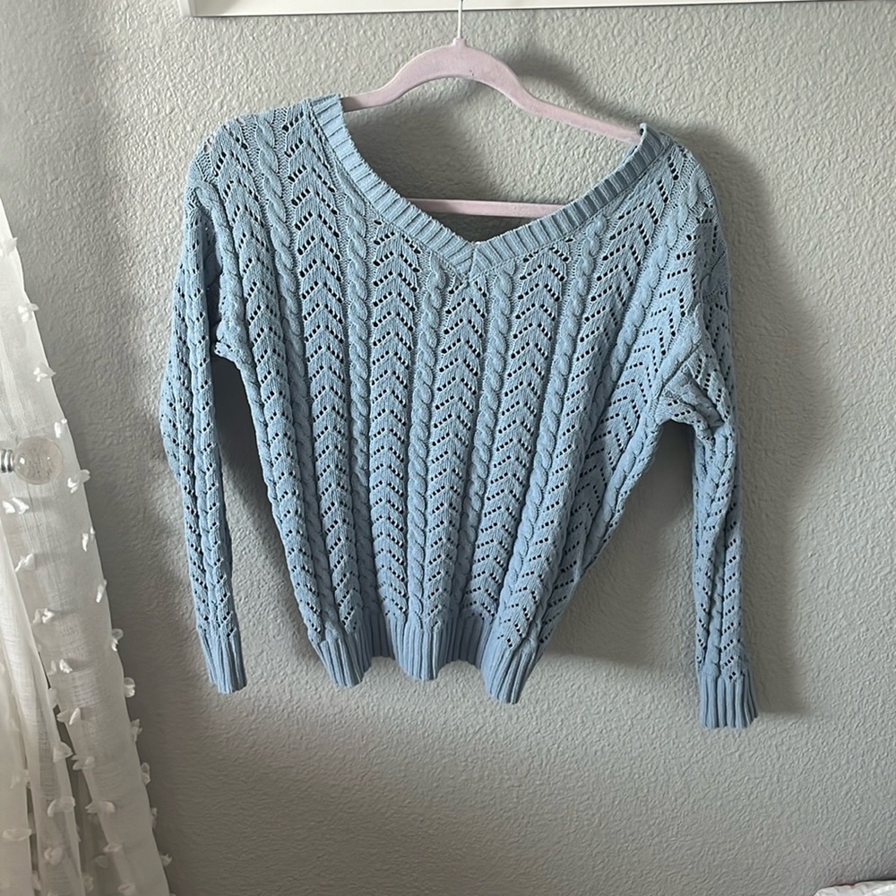 Cute blue cross back sweater